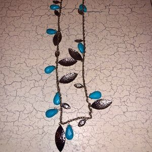 Kendra Scott long gold and turquoise necklace